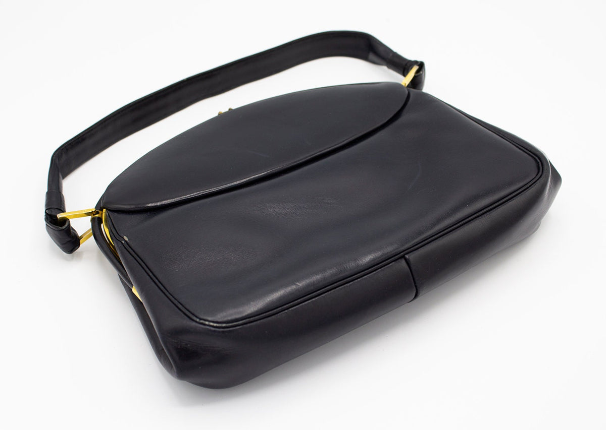 1960s Finnigans of Bond St. London Navy / Black Leather Frame Handbag –  shopnueve