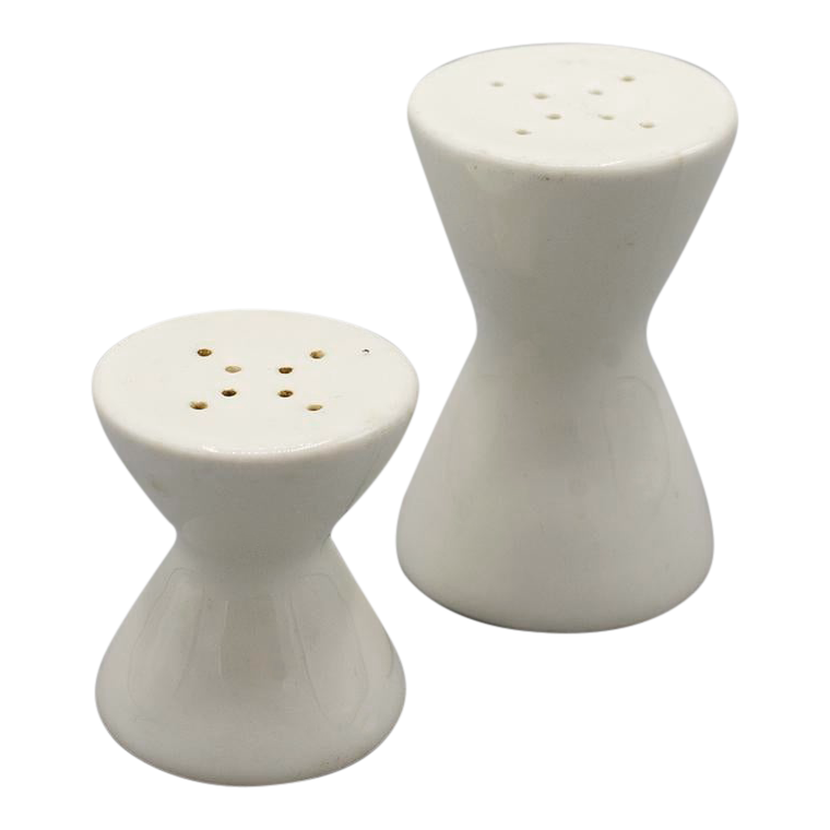 Fancy Salt & Pepper Shakers - Vintage - 5.5 H - Plastic - Pedistal bottom