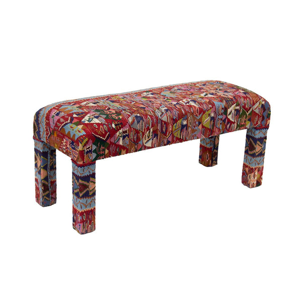 Parsons Bench Upholstered in a Vintage Textile, 45" W