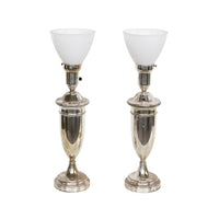 Silverplate Lamps with Glass Diffusers, pair