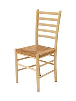 Italian Ladderback Dining Chairs with Woven Rush Seats, S/4