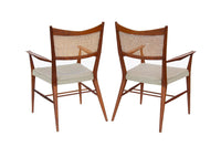 Paul McCobb for Calvin Walnut Dining Chairs with Caned Backs Directional , S/6