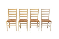 Italian Ladderback Dining Chairs with Woven Rush Seats, S/4