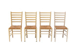 Italian Ladderback Dining Chairs with Woven Rush Seats, S/4