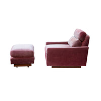 Raspberry Velvet Lounge Chair and Ottoman