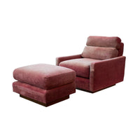 Raspberry Velvet Lounge Chair and Ottoman