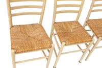 Italian Ladderback Dining Chairs with Woven Rush Seats, S/4