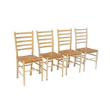 Italian Ladderback Dining Chairs with Woven Rush Seats, S/4