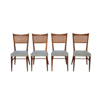 Paul McCobb for Calvin Walnut Dining Chairs with Caned Backs Directional , S/6