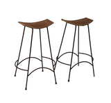 Midcentury Bar Height Barstools with Wicker Seats, pair