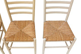 Italian Ladderback Dining Chairs with Woven Rush Seats, S/4