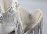 Vintage White Leather Fringe Western Cowgirl Cowboy Boots Size 6.5 by Natural Comfort