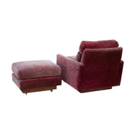 Raspberry Velvet Lounge Chair and Ottoman