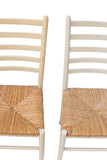 Italian Ladderback Dining Chairs with Woven Rush Seats, S/4