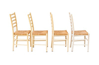 Italian Ladderback Dining Chairs with Woven Rush Seats, S/4