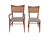 Paul McCobb for Calvin Walnut Dining Chairs with Caned Backs Directional , S/6