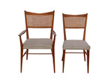 Paul McCobb for Calvin Walnut Dining Chairs with Caned Backs Directional , S/6