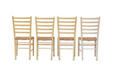 Italian Ladderback Dining Chairs with Woven Rush Seats, S/4