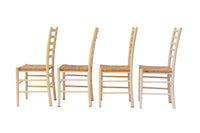 Italian Ladderback Dining Chairs with Woven Rush Seats, S/4