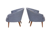 Petite Pair of Tufted Midcentury Armchairs