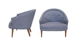 Petite Pair of Tufted Midcentury Armchairs