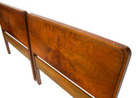 Pair of Art Deco Twin Headboards in Exotic Flame Walnut