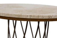 Round Occasional or Corner Table with Travertine Top