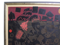 Vintage Marjory Koster Mixed Media ''Life Is Hard'' Artist's Proof 30 x 28 inch Printmaking Art 1969 Abstract