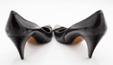 Punky Vintage Metal Captoe Black Leather Rocker Pumps by Allure Made in Spain Sz 6 N