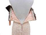 Fantastic Genuine Fur-Trimmed Halter Peach Lace Dress Sz 4-6