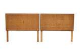 George Nelson Thin Edge Twin Headboards in Walnut with Caning, pair