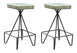 Pair Iron Swivel Barstools after Frederick Weinberg